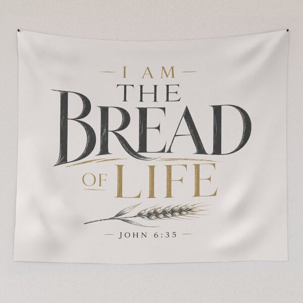 Item preview, I Am The Bread of Life John 6:35 Vintage Scripture Quote designed and sold by QCena.