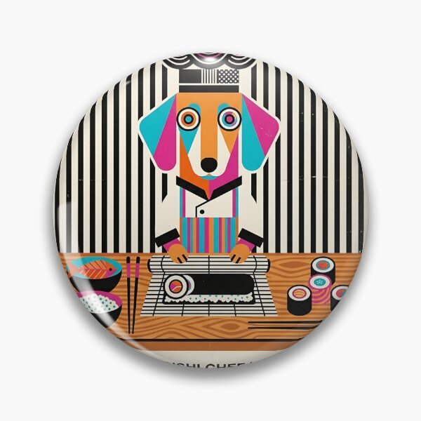 Item preview, Dachshund Sushi Chef Geometric designed and sold by PictoVibe.