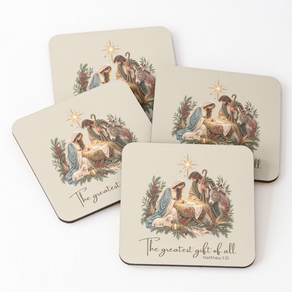 Item preview, The Greatest Gift of All — Nativity Christmas Art | Matthew 1:21 Scripture Design designed and sold by Grace Works Studio by Kelly Florence .