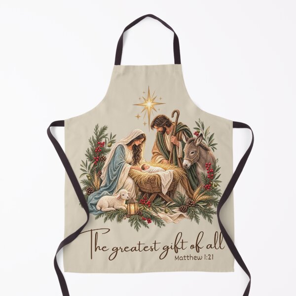 Item preview, The Greatest Gift of All — Nativity Christmas Art | Matthew 1:21 Scripture Design designed and sold by Grace Works Studio by Kelly Florence .