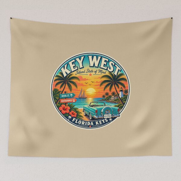 Item preview, Key West Florida Keys Retro Sunset Badge designed and sold by piketo.