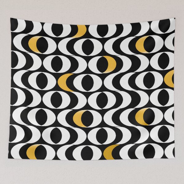 Item preview, Black White and Gold Retro Geometric Eye Pattern designed and sold by GutyzDesignsES.