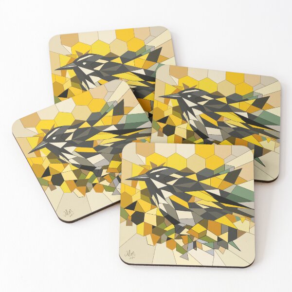 Item preview, Geometric New Holland Honeyeater with Honeycomb Pattern   designed and sold by WildPaletteMM.