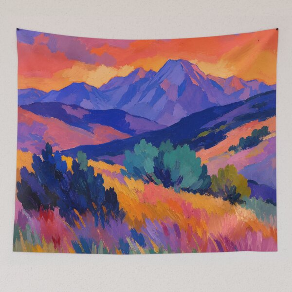 Item preview, Vibrant Mountain Sunset Expressionist Landscape Painting designed and sold by GutyzDesignsES.