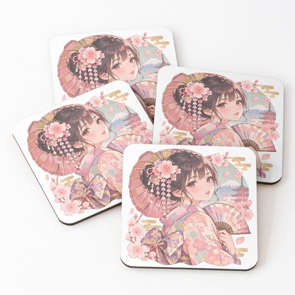 Item preview, Traditional Japanese Kimono Girl with Cherry Blossoms designed and sold by AbsCrewStore.