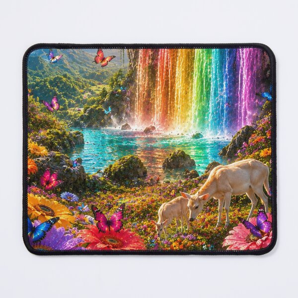 Item preview, Rainbow Waterfall Meadow Deer Dream designed and sold by nardreelxz.