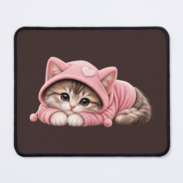 Item preview, Cozy Pink Hoodie Kitten – Cute Kawaii Tabby Cat designed and sold by HO•Designs.