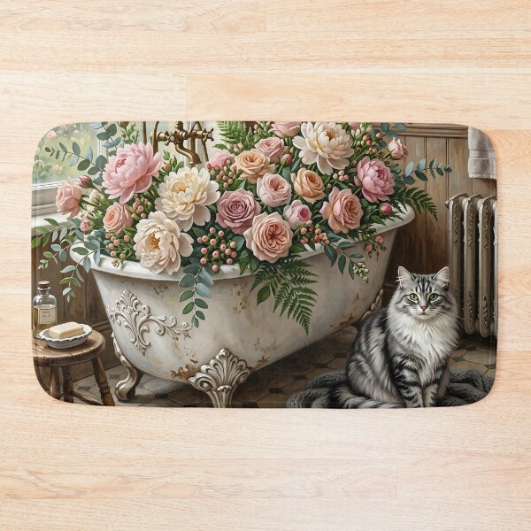 Item preview, Siberian Cat Next to Garden Tub designed and sold by The She Shed.