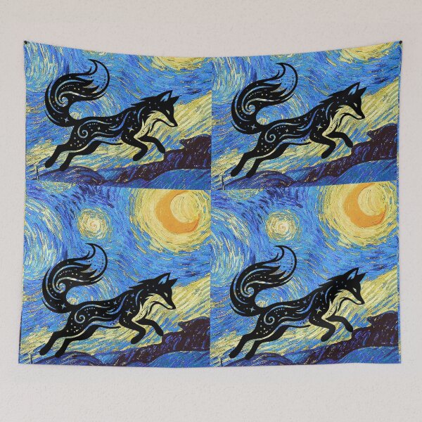 Item preview, Zen Fox in Van Gogh's Starry Night designed and sold by 247DesignStudio.