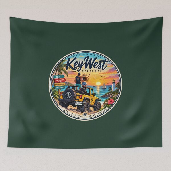 Item preview, Key West Off Road Sunset Adventure Badge designed and sold by piketo.