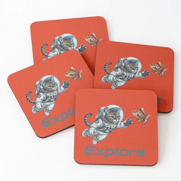 Item preview, Cute Diver Cat Swimming with Goldfish - "Explore" Deep Sea Art designed and sold by Northern Glow Art.