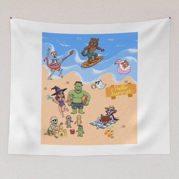 Item preview, Funny Halloween Monsters Summer Beach Vacation - Hello Summer Spooky Crew Design designed and sold by VibranPalette.