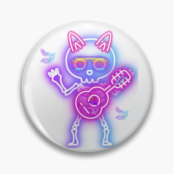 Item preview, Retro Neon Skeleton with Guitar Halloween -80s Cyberpunk Spooky Rocker Design designed and sold by VibranPalette.