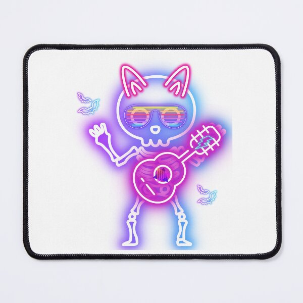 Item preview, Retro Neon Skeleton with Guitar Halloween -80s Cyberpunk Spooky Rocker Design designed and sold by VibranPalette.