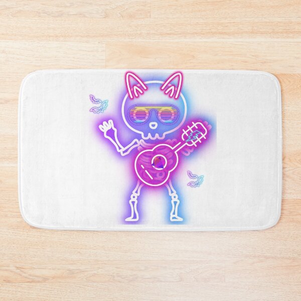 Item preview, Retro Neon Skeleton with Guitar Halloween -80s Cyberpunk Spooky Rocker Design designed and sold by VibranPalette.