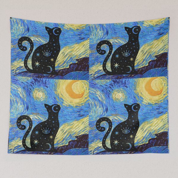 Item preview, Celestial Cat (profile) - Van Gogh Starry Night designed and sold by 247DesignStudio.