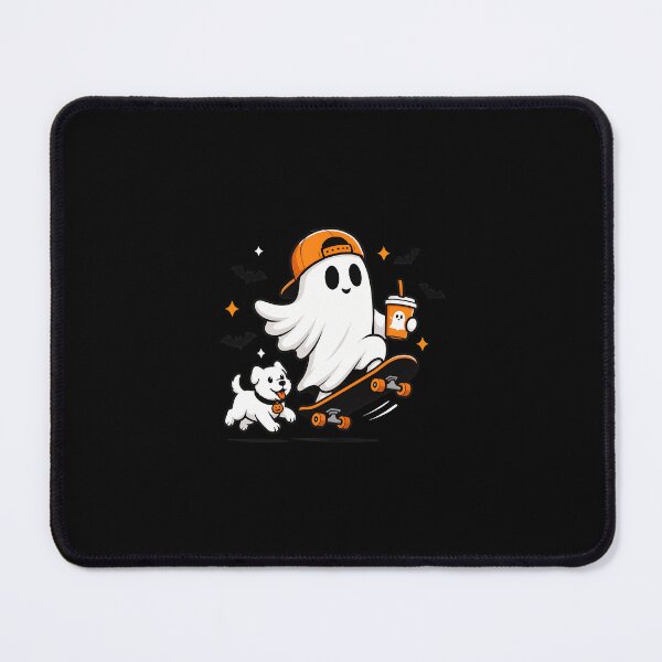 Item preview, Cute Halloween Skateboarding ghost Coffee Lover with Dog designed and sold by leocreatives.