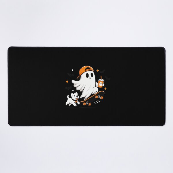 Item preview, Cute Halloween Skateboarding ghost Coffee Lover with Dog designed and sold by leocreatives.