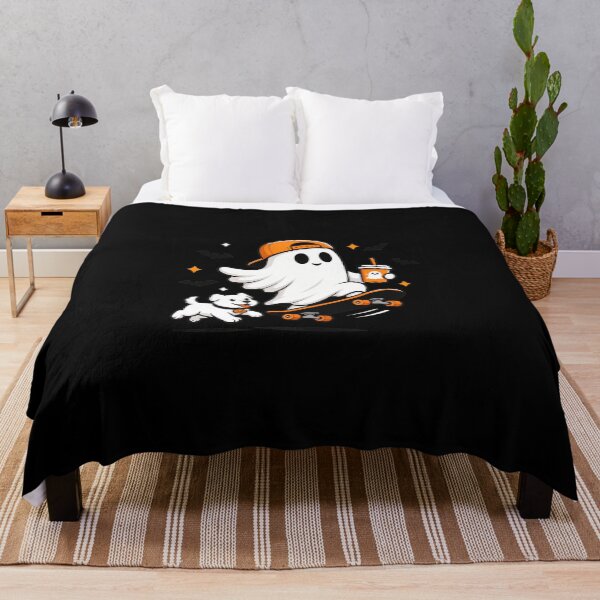 Item preview, Cute Halloween Skateboarding ghost Coffee Lover with Dog designed and sold by leocreatives.