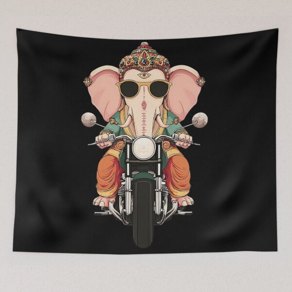 Item preview, Cool Elephant Riding Classic Motorcycle Front View Pop Art designed and sold by PANNARUK THAILAND.