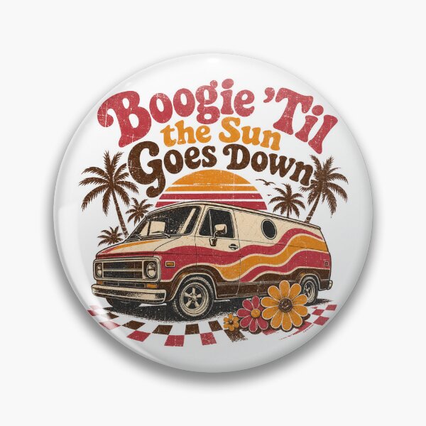 Item preview, Boogie ’Til the Sun Goes Down – Retro Sunset Van Design designed and sold by Automotive Art by Greg.