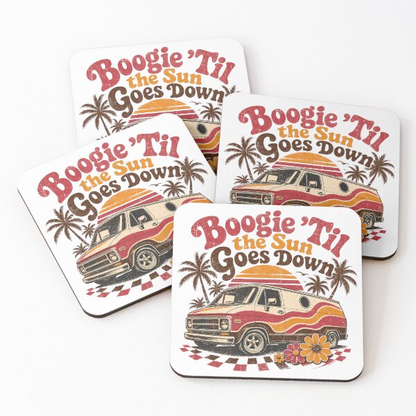 Item preview, Boogie ’Til the Sun Goes Down – Retro Sunset Van Design designed and sold by Automotive Art by Greg.