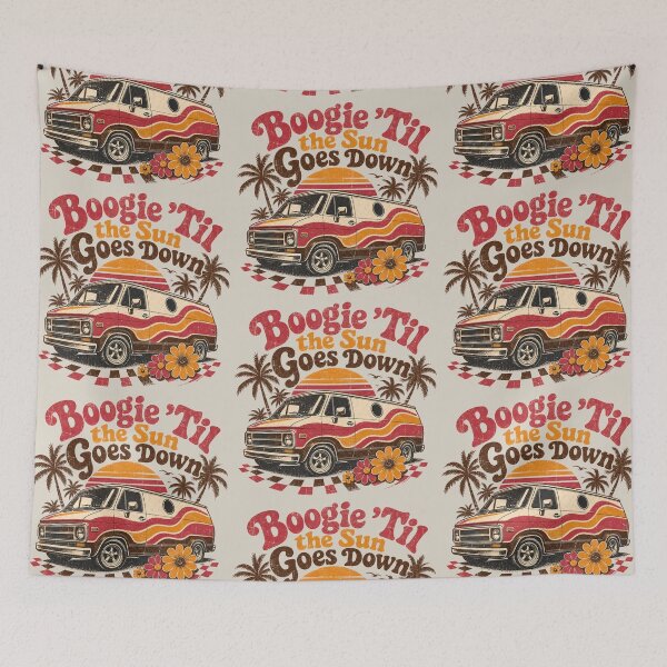 Item preview, Boogie ’Til the Sun Goes Down – Retro Sunset Van Design designed and sold by Automotive Art by Greg.