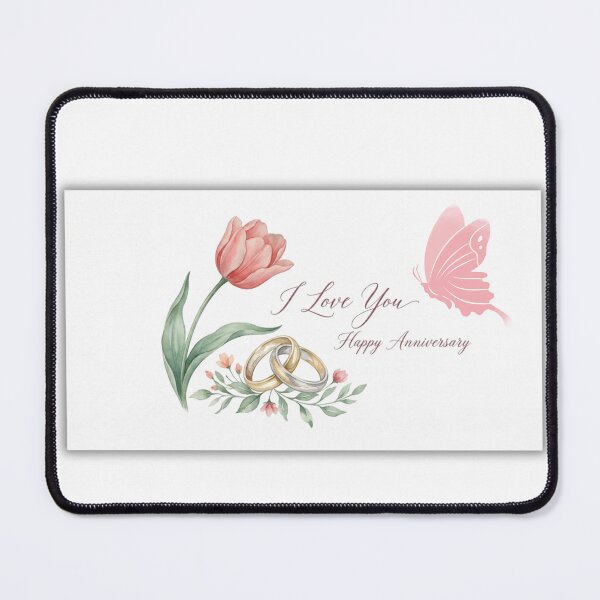 Item preview, Tulip and Watercolor Rings Wedding Anniversary Card designed and sold by LAURELYDESIGNS.