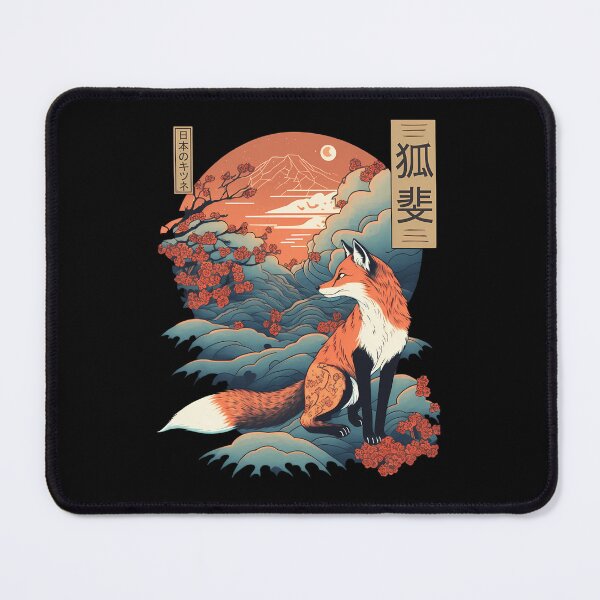 Item preview, Ukiyo-E Style Orange Kitsune Fox Mount Fuji Scenery designed and sold by Happy store ⭐⭐⭐⭐⭐.