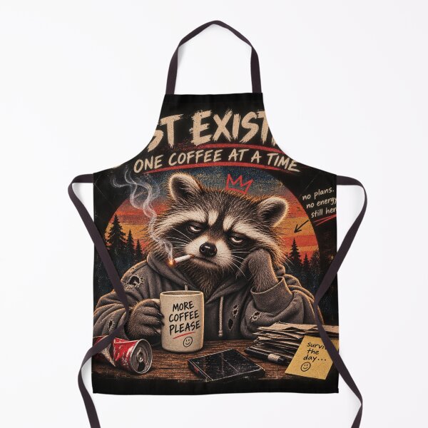 Item preview, Just Existing One Coffee at a Time – Tired Raccoon Meme designed and sold by Nice Wheels.