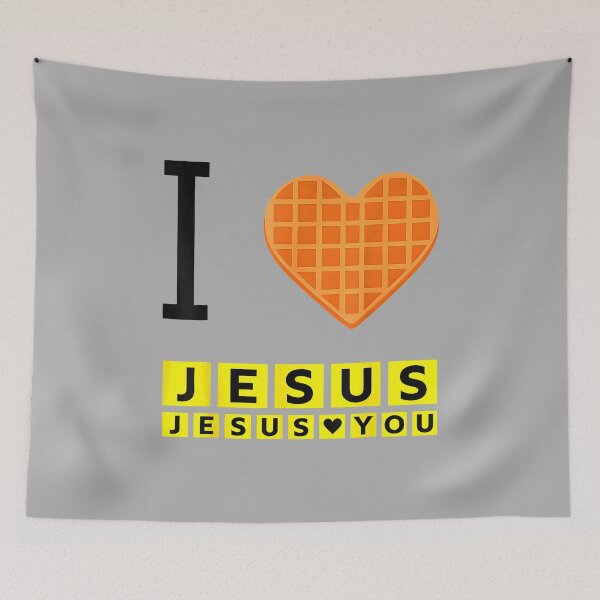 Item preview, I Love Jesus Waffle Heart Funny Christian Breakfast designed and sold by ArleneRowe.