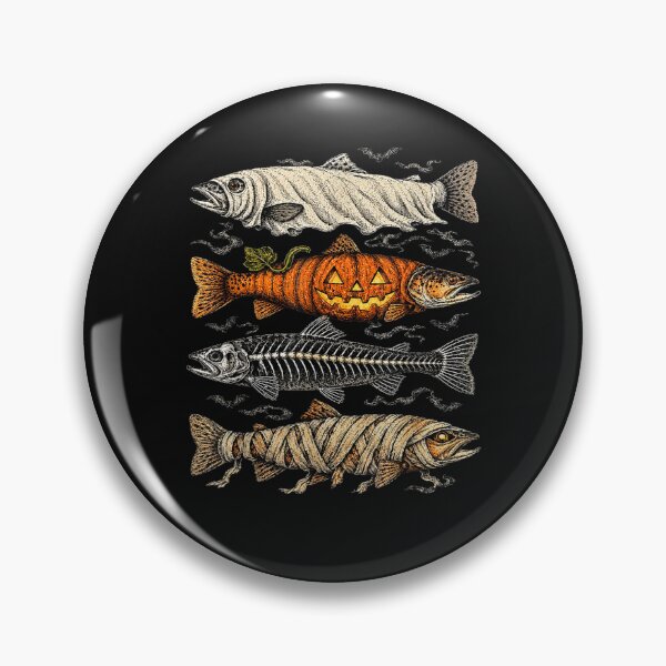 Item preview, Halloween Trout Fish Ghost Pumpkin Skeleton Mummy designed and sold by ArtByimamS.