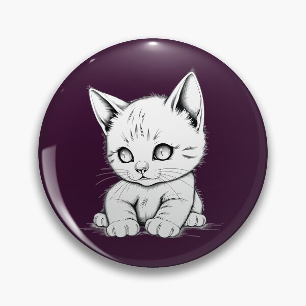 Item preview, Big Eyed Baby Kitten Line Drawing - Cute Sad Cat Art designed and sold by Pickmash.