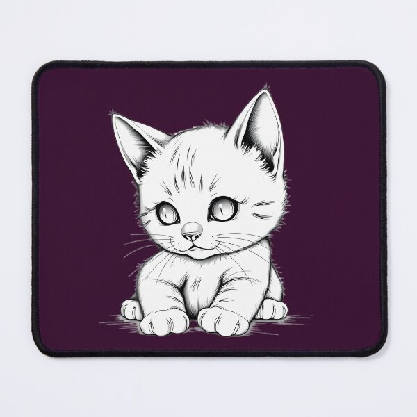 Item preview, Big Eyed Baby Kitten Line Drawing - Cute Sad Cat Art designed and sold by Pickmash.