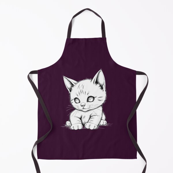 Item preview, Big Eyed Baby Kitten Line Drawing - Cute Sad Cat Art designed and sold by Pickmash.