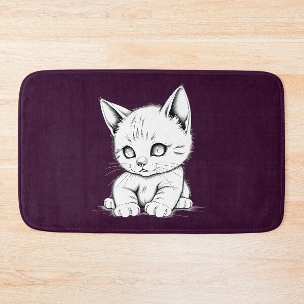 Item preview, Big Eyed Baby Kitten Line Drawing - Cute Sad Cat Art designed and sold by Pickmash.