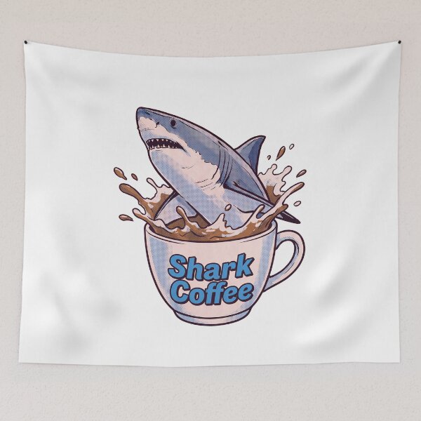 Item preview, Shark Coffee Splash Illustration designed and sold by HoloHugDesigns.