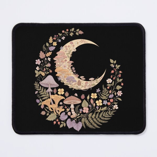 Item preview, Crescent Moon Mushroom Vintage Floral Cottagecore designed and sold by CF_VintageDesign.