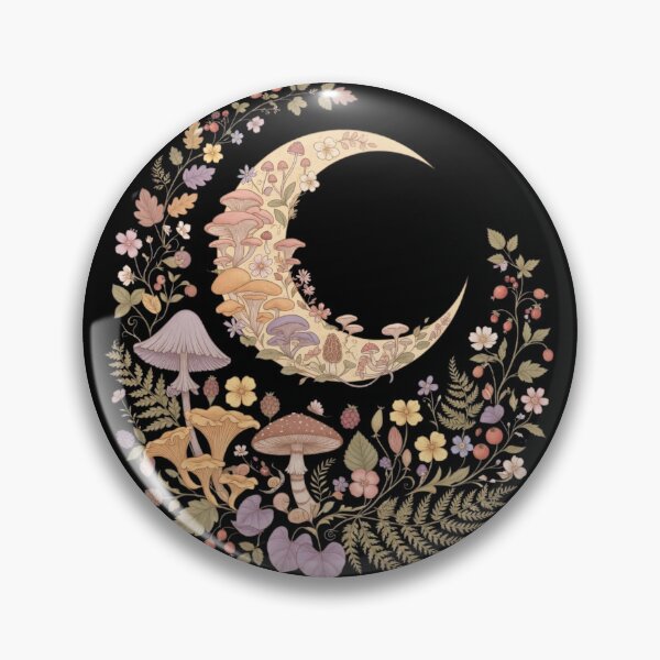 Item preview, Crescent Moon Mushroom Vintage Floral Cottagecore designed and sold by CF_VintageDesign.