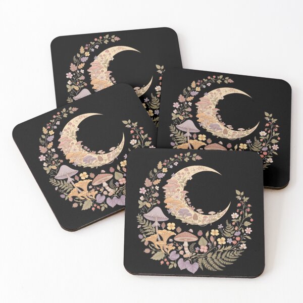 Item preview, Crescent Moon Mushroom Vintage Floral Cottagecore designed and sold by CF_VintageDesign.
