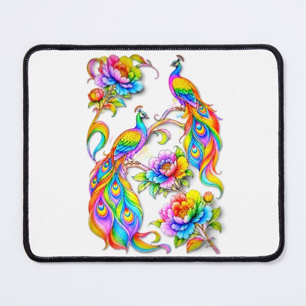 Item preview, Vibrant rainbow-colored peacocks designed and sold by The Empire Of Digital Art..