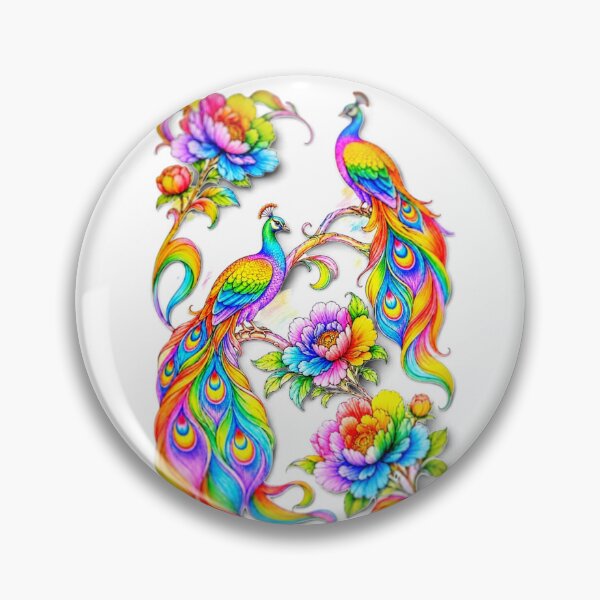 Item preview, Vibrant rainbow-colored peacocks designed and sold by The Empire Of Digital Art..