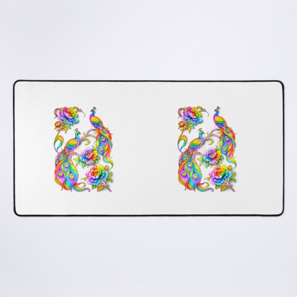 Item preview, Vibrant rainbow-colored peacocks designed and sold by The Empire Of Digital Art..