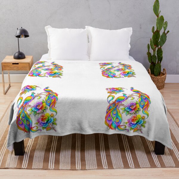 Item preview, Vibrant rainbow-colored peacocks designed and sold by The Empire Of Digital Art..