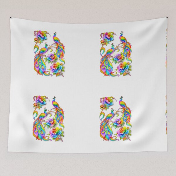 Item preview, Vibrant rainbow-colored peacocks designed and sold by The Empire Of Digital Art..