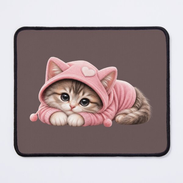 Item preview, Cozy Pink Hoodie Kitten – Cute Kawaii Tabby Cat designed and sold by HO•Designs.