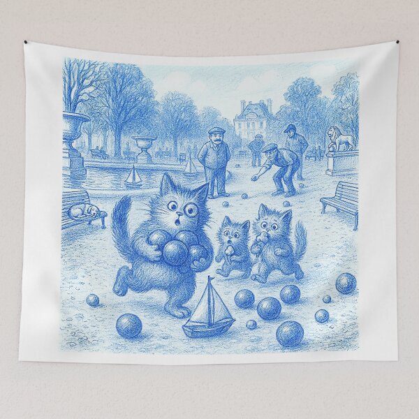 Item preview, Gustave, Nicky & Vicky  in the Tuileries - Blue Vintage Park Adventure (Fonula Series) designed and sold by FonulaBlue.