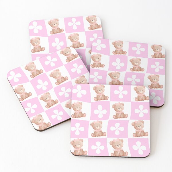 Item preview, Pink Checkered Pattern with Coquette Teddy Bears and Flowers designed and sold by shazdesign24.