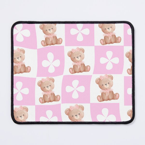 Item preview, Pink Checkered Pattern with Coquette Teddy Bears and Flowers designed and sold by shazdesign24.