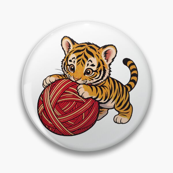 Item preview, Cute Tiger Playing with Yarn Ball designed and sold by HoloHugDesigns.